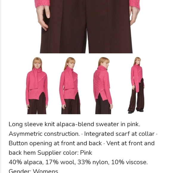 Andersson Bell Greta Scarf Neck Knit Asymmetrical Sweater Alpaca Wool Blend - Picture 9 of 9